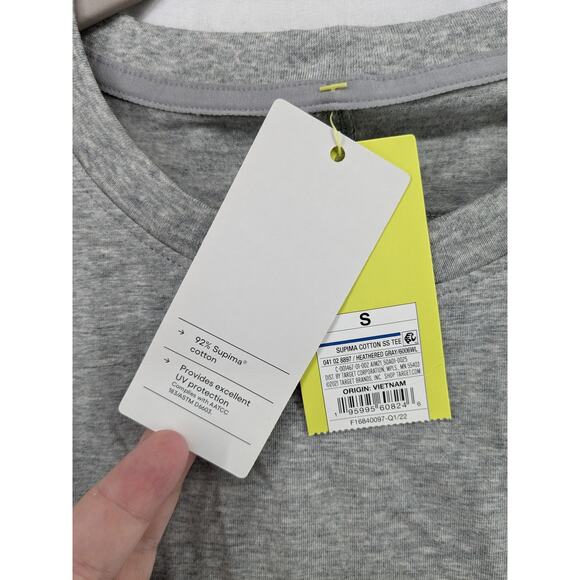All in Motion Supima Cotton Tshirt S Gray Heather Quick Dry Moisture Wicking Tee - Picture 3 of 8